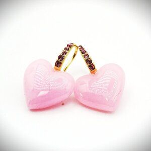 BAUBLEBAR Gold Tone Loving Heart Pink Resin Drop Earrings
